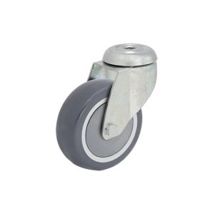 Mecanarte 300/BIE-F1/1 – Rodízio giratório com suporte em aço de roda de borracha cinza com rolamento de esferas