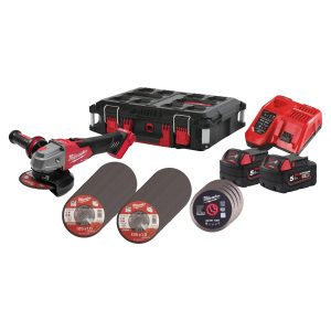 Milwaukee M18 FSAG125XB100P-502P – Kit M18 FUEL de 100 peças com rebarbadora de 125 mm – 4933498241